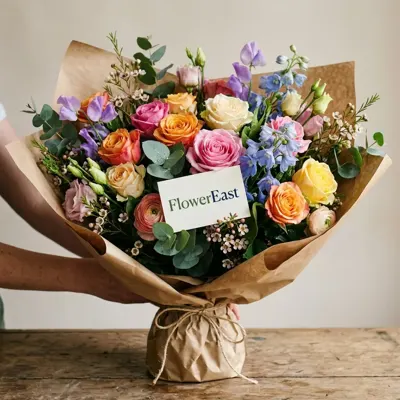 Bunte Rosen mit Saisonblumen